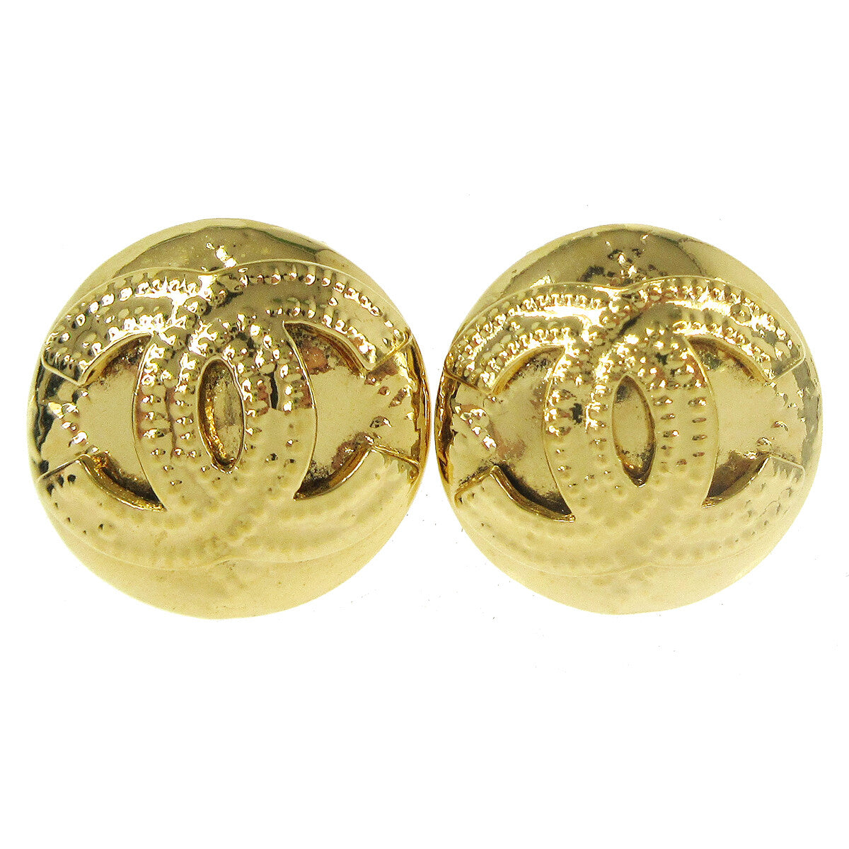Chanel Vintage CC Round Clip-On Earrings Metal