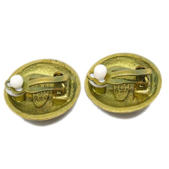 Chanel Vintage CC Round Clip-On Earrings Metal