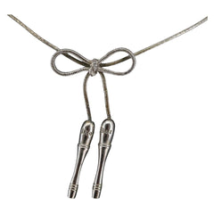 Christian Dior Bow CD Pendant Necklace Metal with Crystal