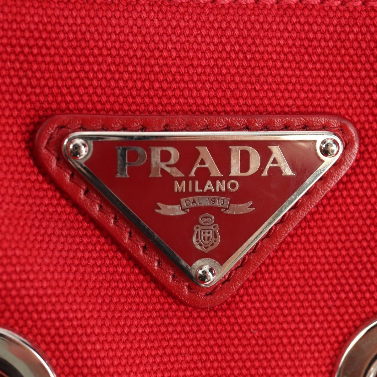 Prada Canapa Convertible Tote Grommet Embellished Canvas