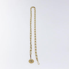 Chanel Vintage Logo Chain Belt Metal and Leather