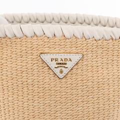 Prada Bucket Bag Woven Raffia with Leather