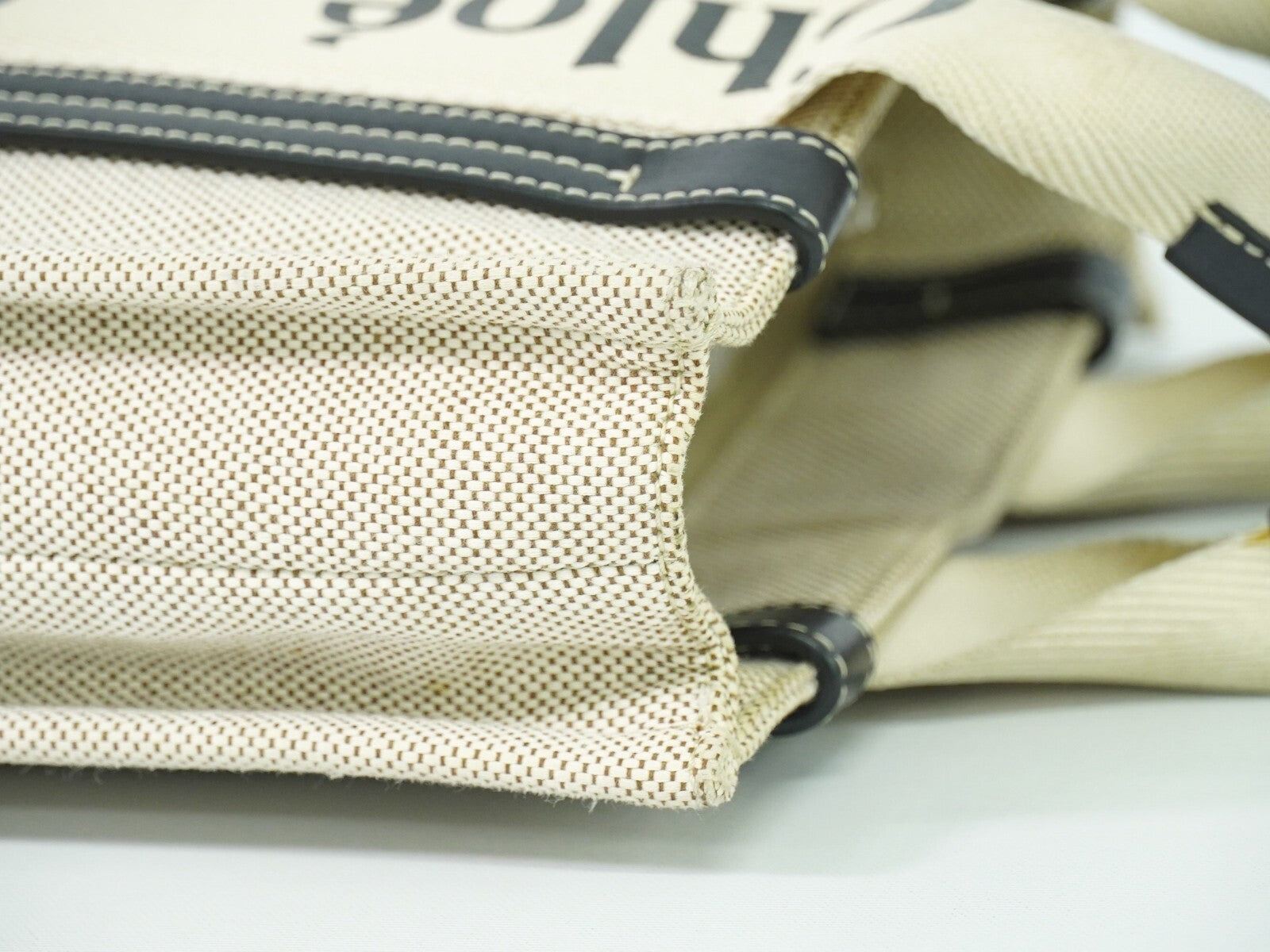 Chloe Woody Tote Canvas with Leather