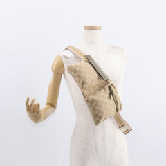 Gucci Vintage Double Belt Bag GG Coated Canvas with Leather