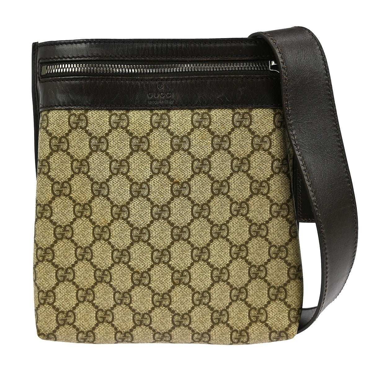 Gucci Flat Messenger Bag GG Coated Canvas