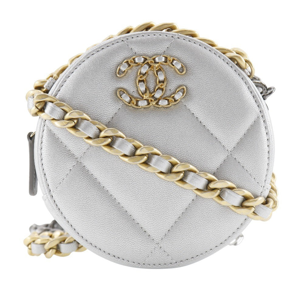 Chanel 19 Round Clutch with Chain Quilted Leather
