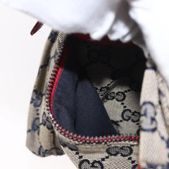 Gucci Vintage Double Belt Bag GG Canvas with Leather