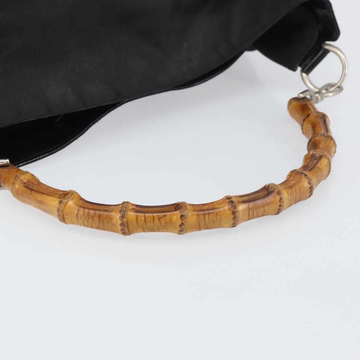 Gucci Vintage Bamboo Handle Open Hobo Nylon