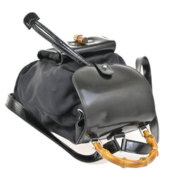 Gucci Vintage Bamboo Backpack Nylon and Patent Leather
