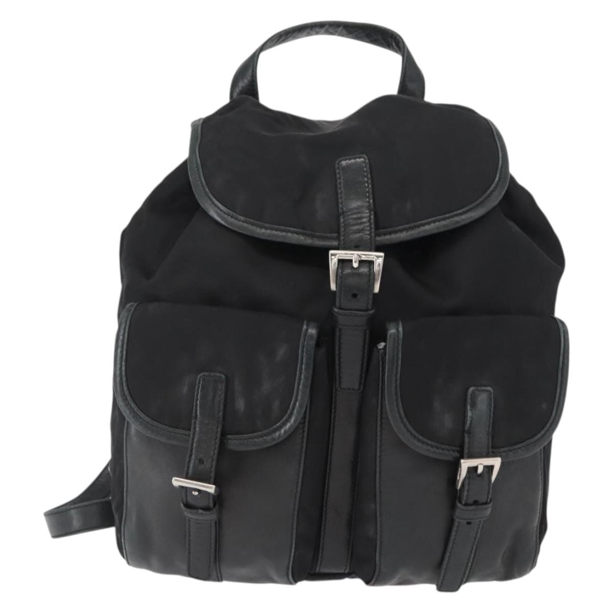 Prada Vela Double Front Pocket Backpack Tessuto with Saffiano Leather