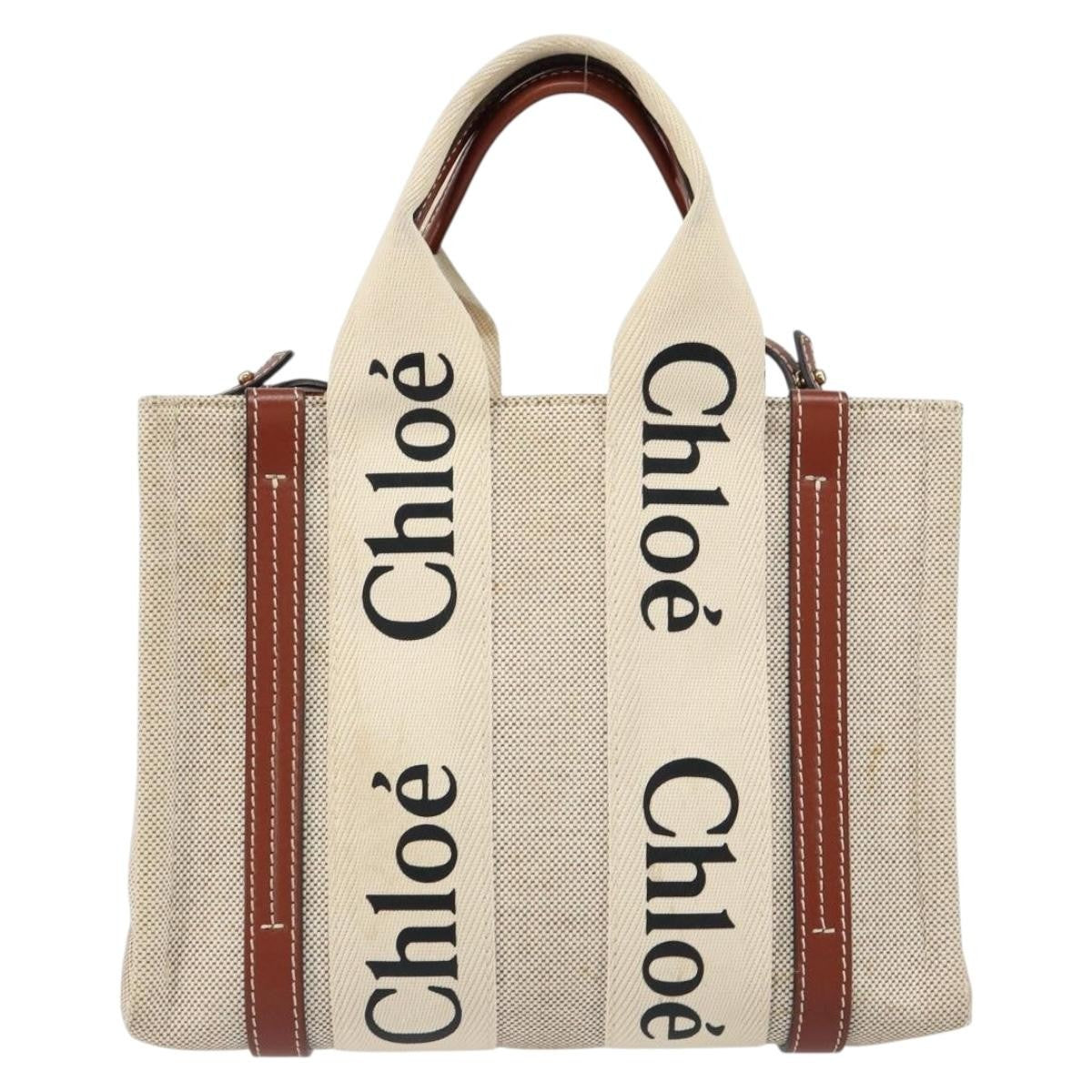 Chloe Woody Convertible Tote Canvas with Leather