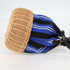 Prada Drawstring Bucket Bag Canvas and Wicker