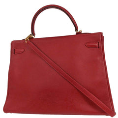 Hermes Kelly Handbag Red Ardennes with Gold Hardware