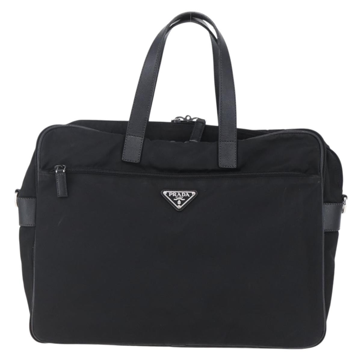 Prada Convertible Front Zip Briefcase Tessuto with Saffiano Leather