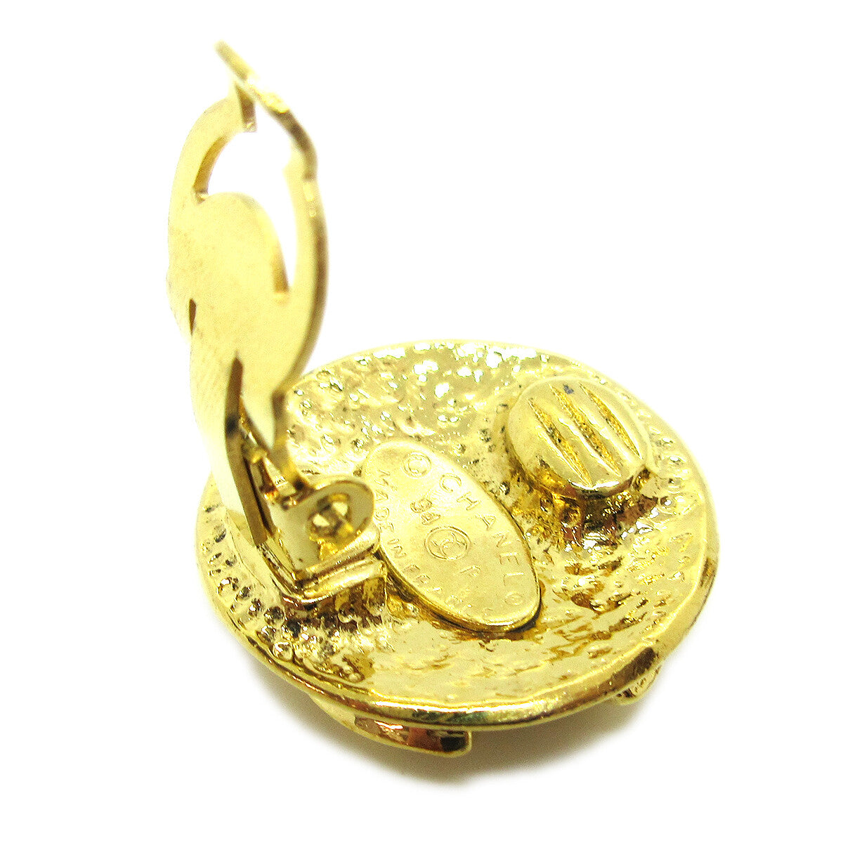 Chanel Vintage CC Round Clip-On Earrings Metal