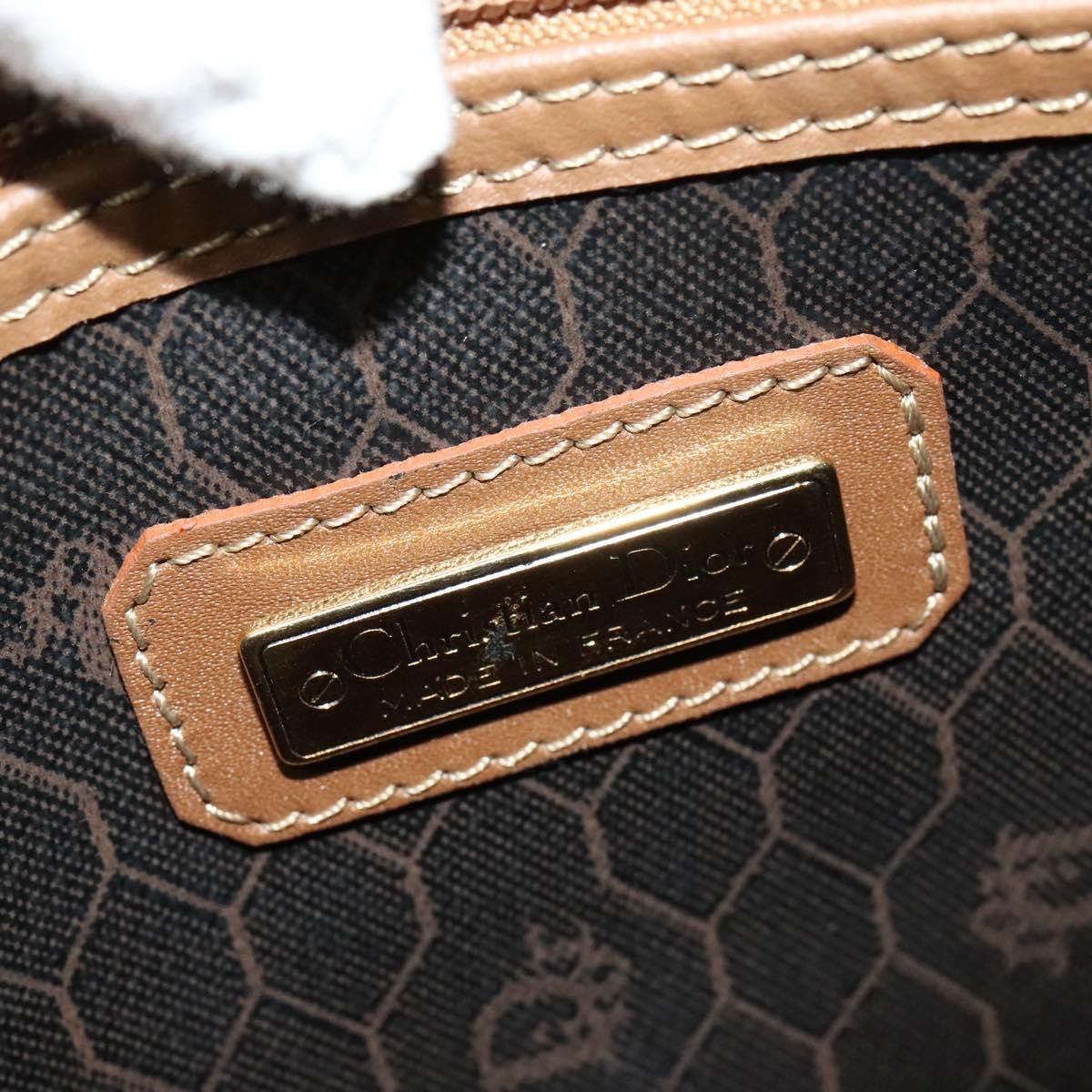 Christian Dior Vintage Honeycomb Handbag Canvas Leather
