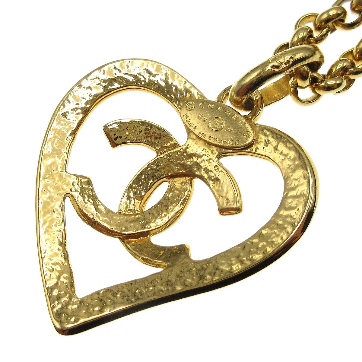 Chanel CC Heart Pendant Necklace Metal