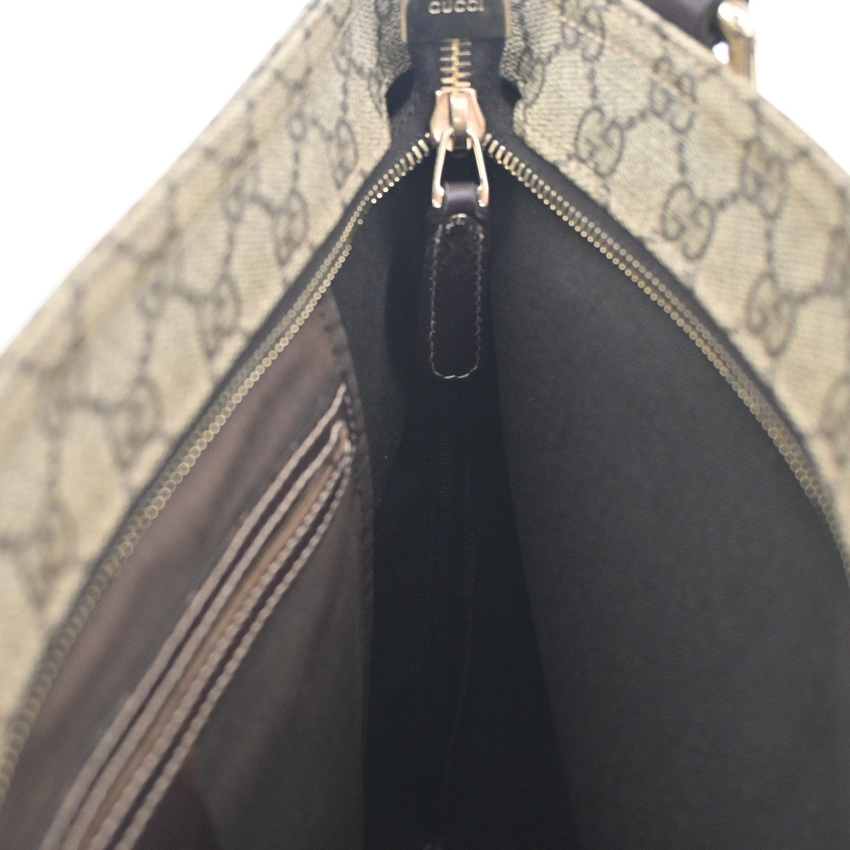 Gucci Zip Top Messenger Bag GG Coated Canvas