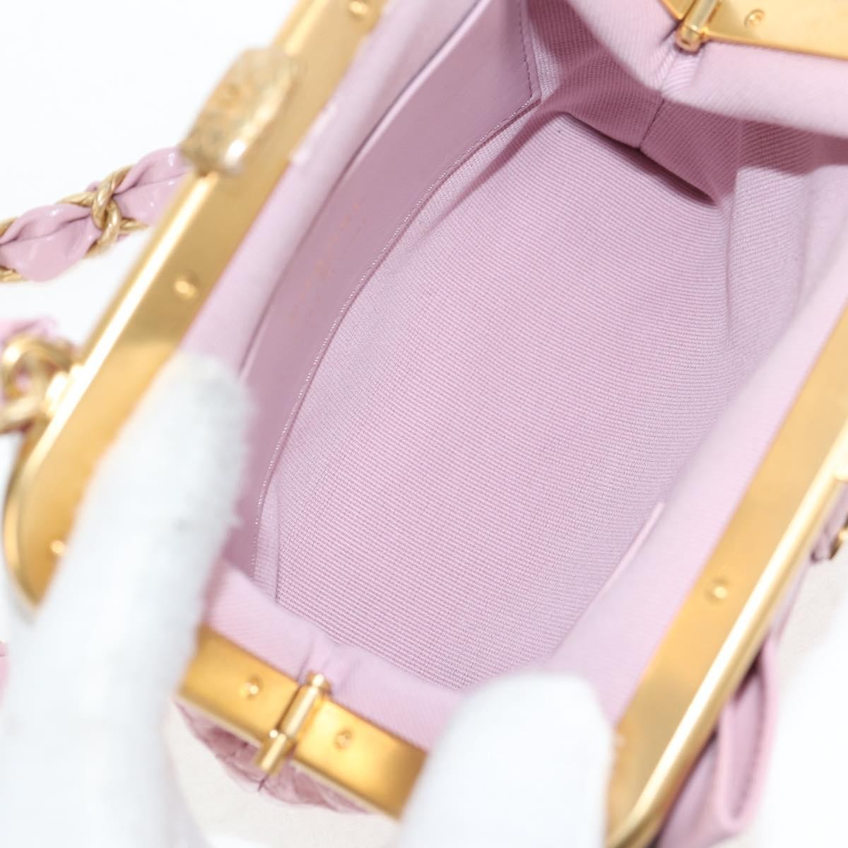 Chanel Bow Frame Clutch With Chain Quilted Patent with Lambskin