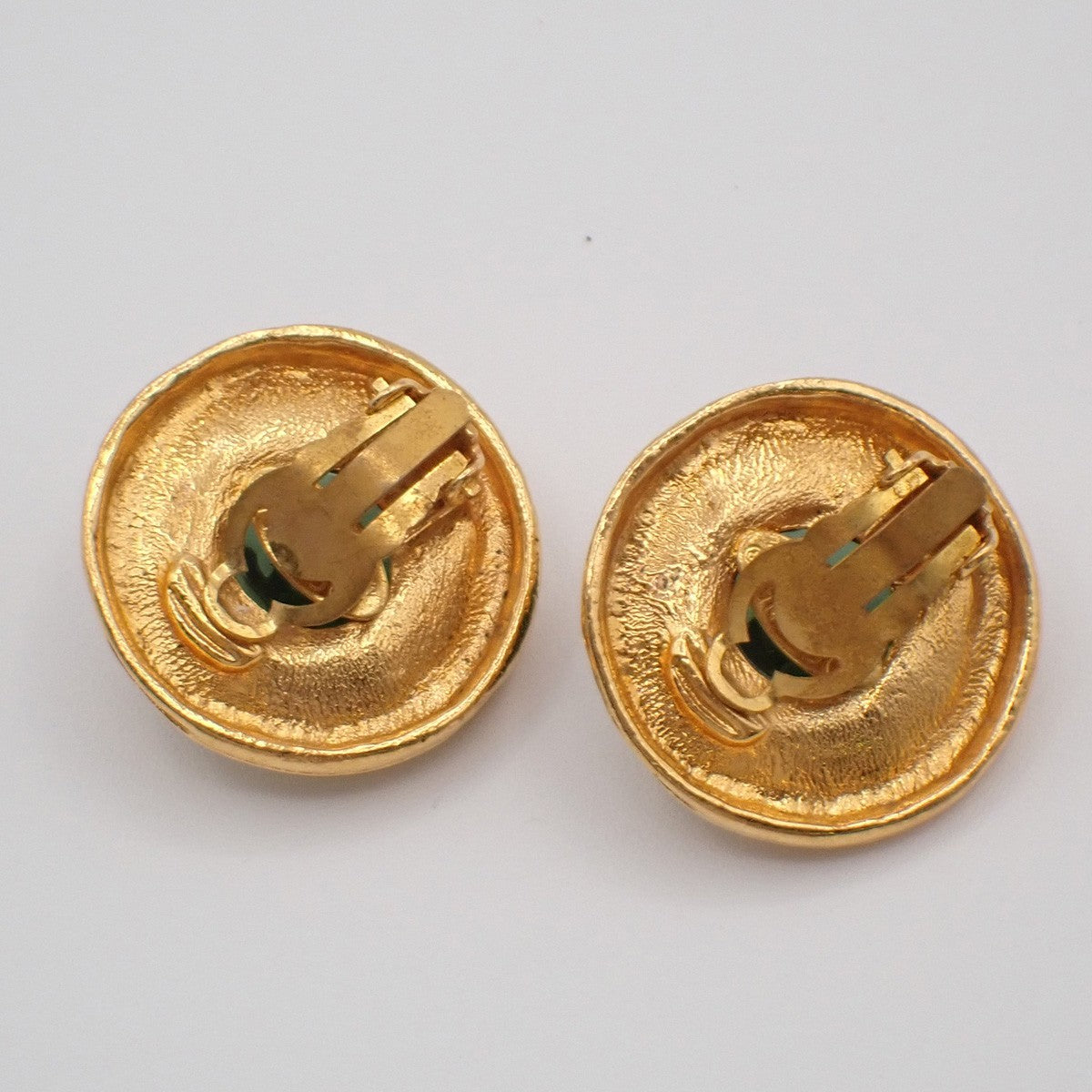 Chanel CC Button Clip-On Earrings Metal with Faux Pearl