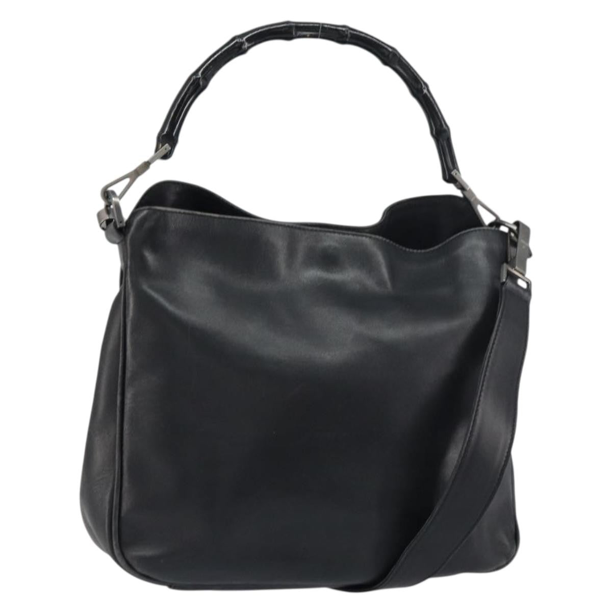 Gucci Vintage Bamboo Handle Open Hobo Leather