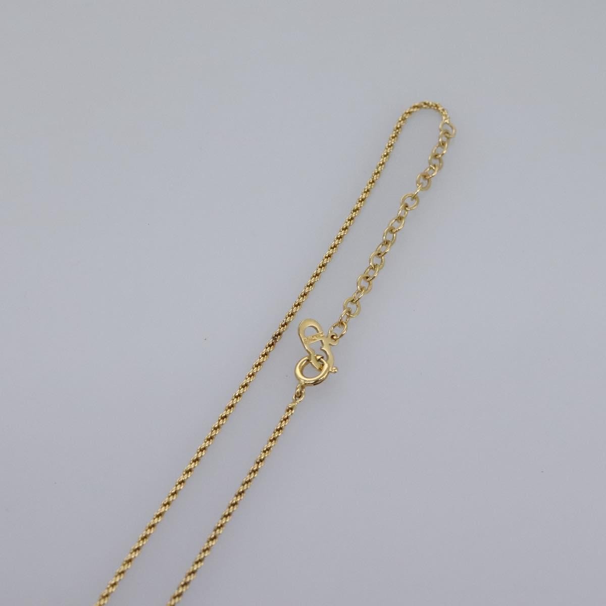 Christian Dior Logo Heart Pendant Necklace Metal with Crystal