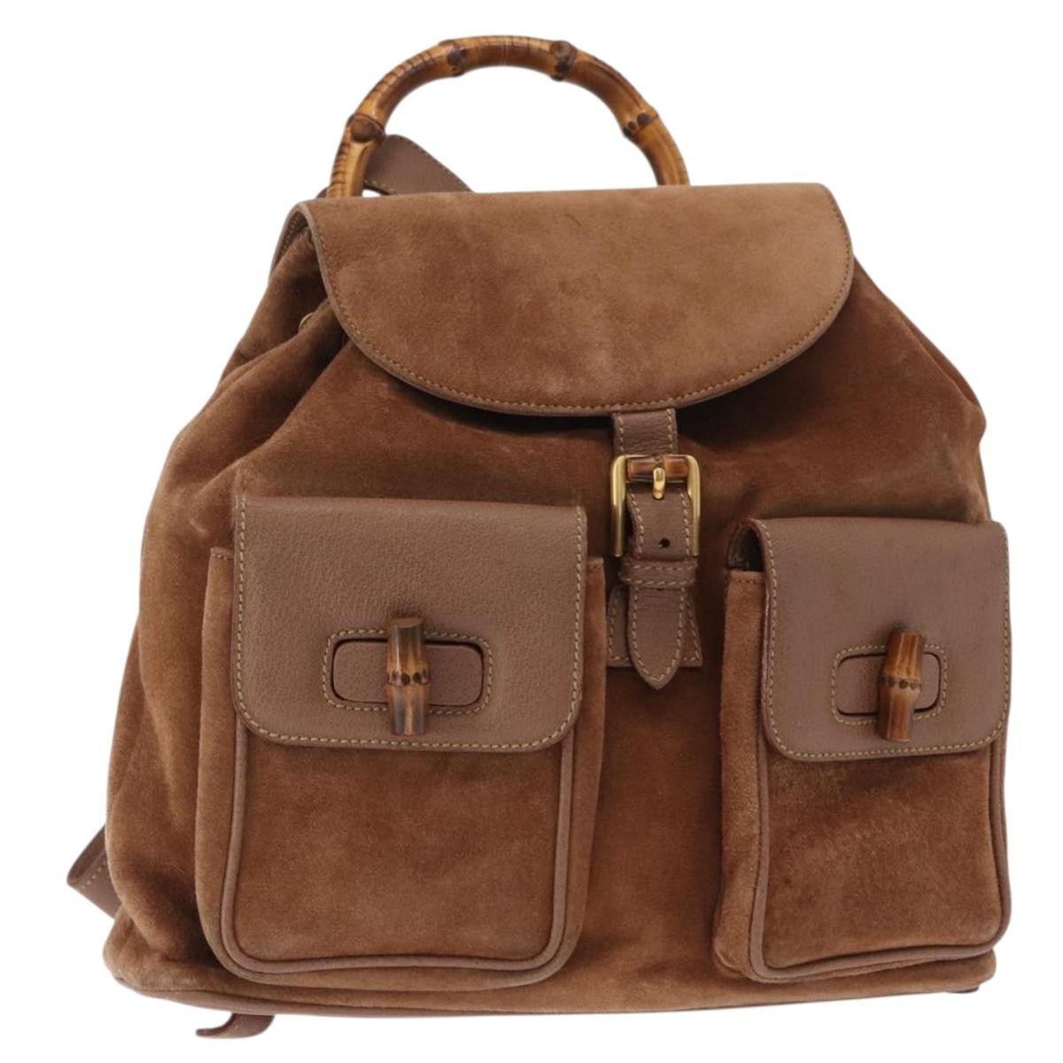 Gucci Vintage Bamboo Backpack Suede