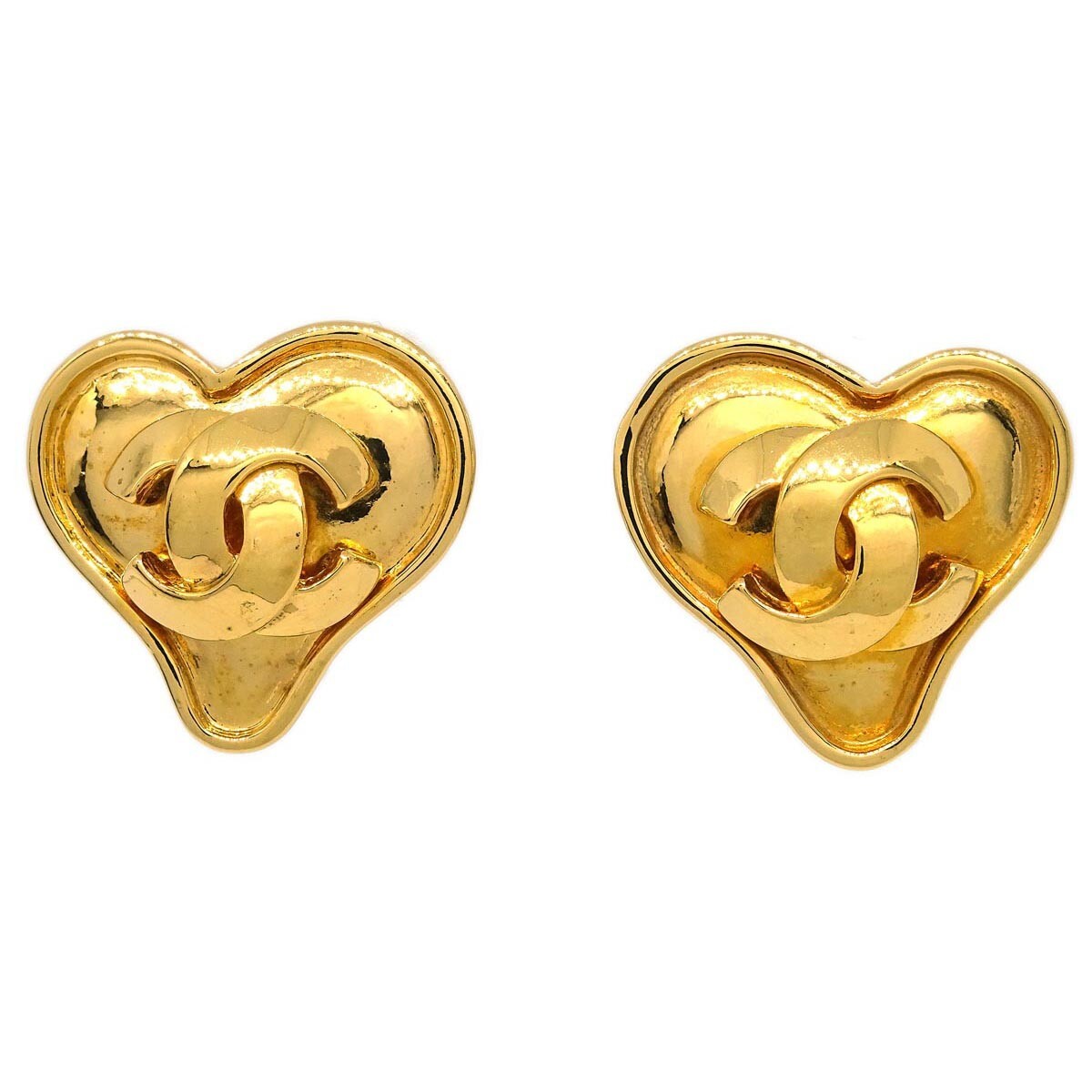 Chanel CC logo heart Gold-plated