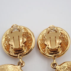 Chanel Vintage CC Round Drop Clip-On Earrings Metal