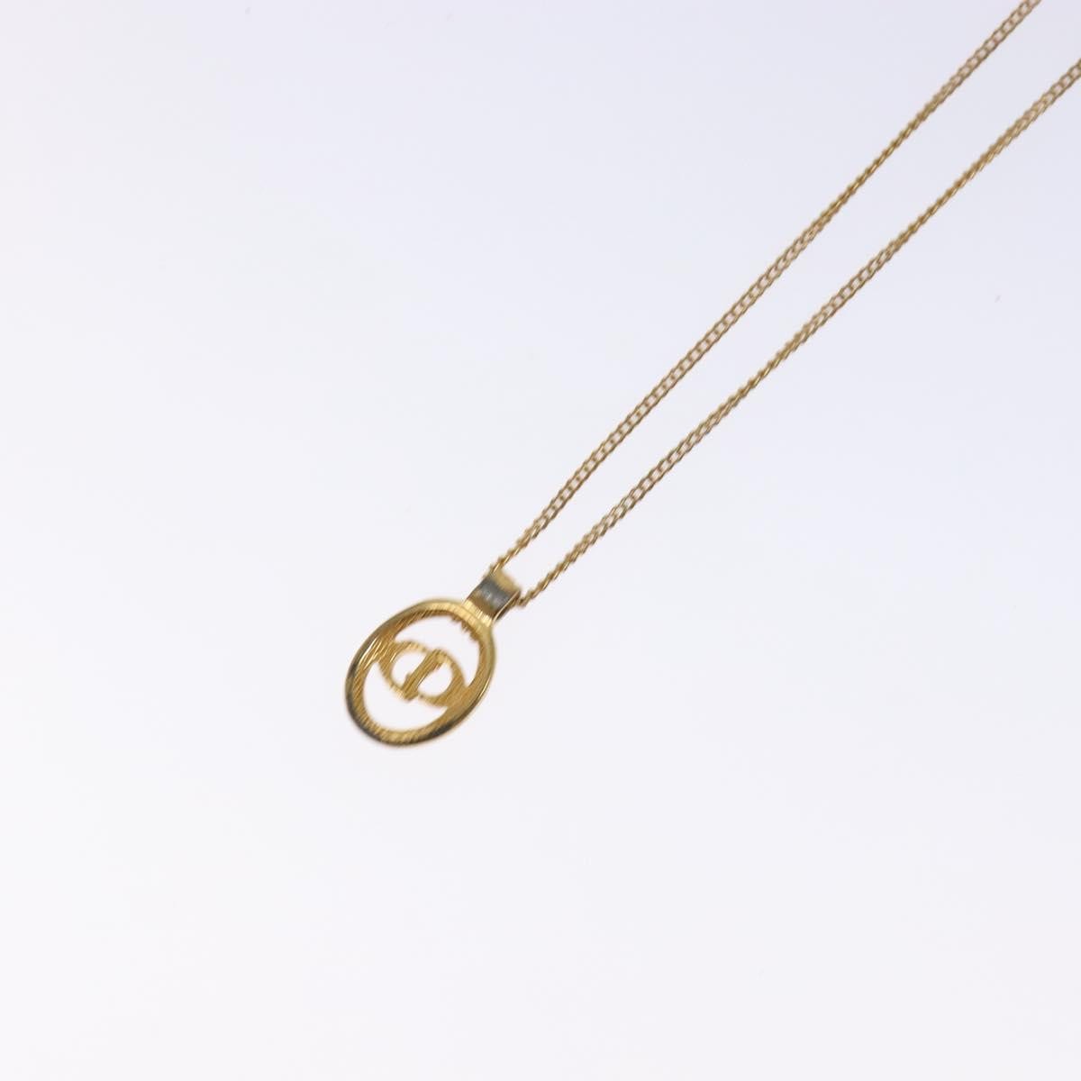 Christian Dior CD Round Pendant Necklace Metal