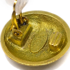 Chanel Vintage CC Round Button Clip-On Earrings Metal