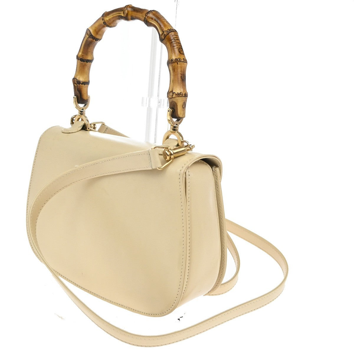 Gucci Vintage Convertible Bamboo Top Handle Bag Leather