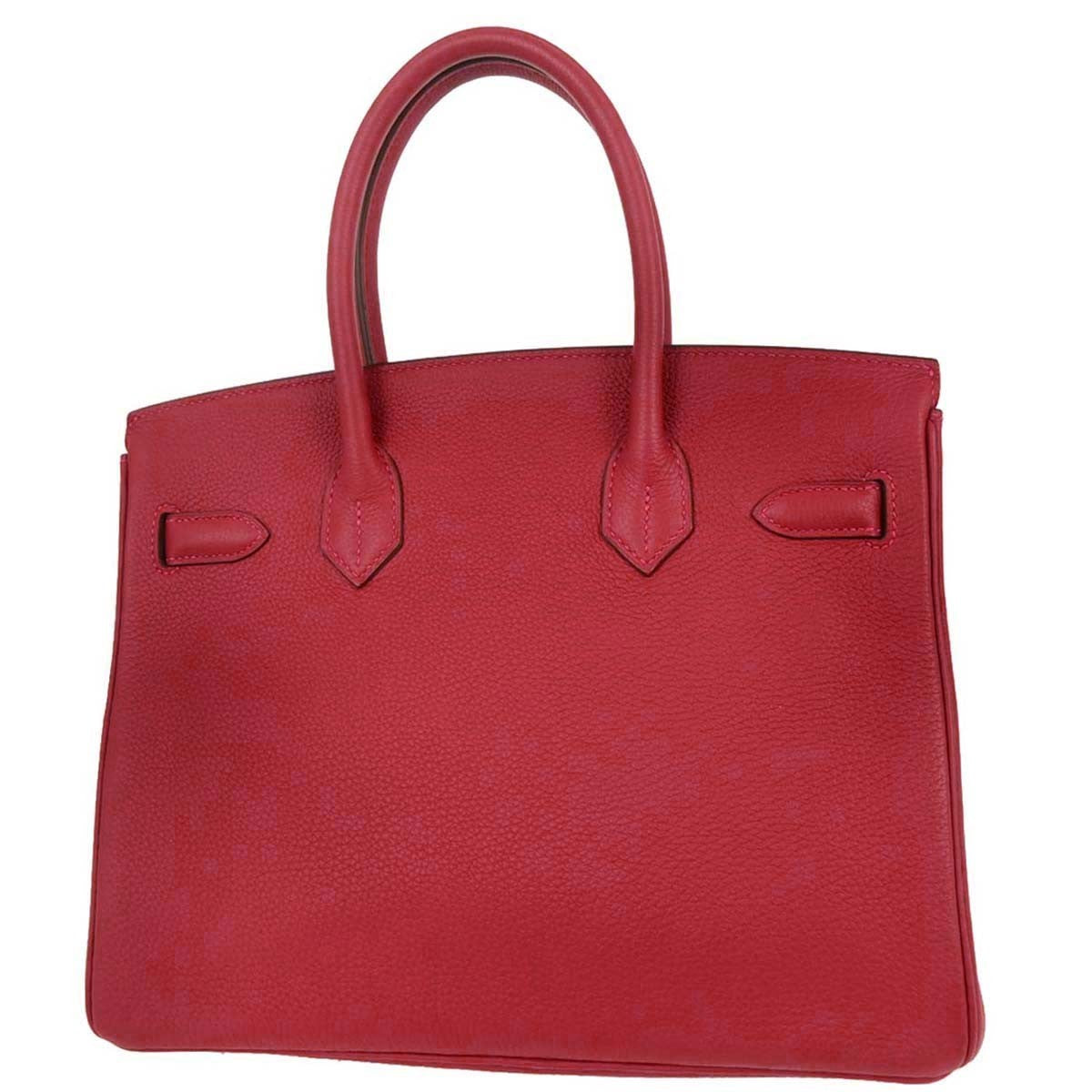 Hermes Birkin Handbag Red Togo with Palladium Hardware