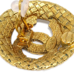 Chanel Vintage CC Round Cutout Clip-On Earrings Metal