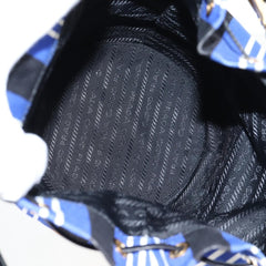 Prada Drawstring Bucket Bag Canvas and Wicker