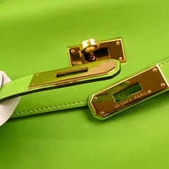 Hermes Kelly Handbag Green Gulliver with Gold Hardware