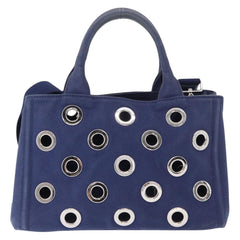 Prada Canapa Convertible Tote Grommet Embellished Canvas