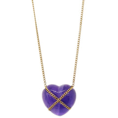 Tiffany & Co. Cross My Heart Pendant Necklace 18K Yellow Gold with Amethyst