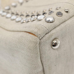 Prada Canapa Tote Rhinestone Embellished Canvas