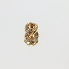 Christian Dior Vintage Chain Link Clip-On Earrings Metal with Crystals