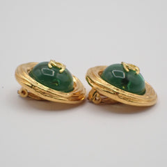 Chanel CC Button Clip-On Earrings Metal with Faux Pearl