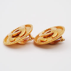 Chanel Vintage Round CC Clip-On Earrings Metal