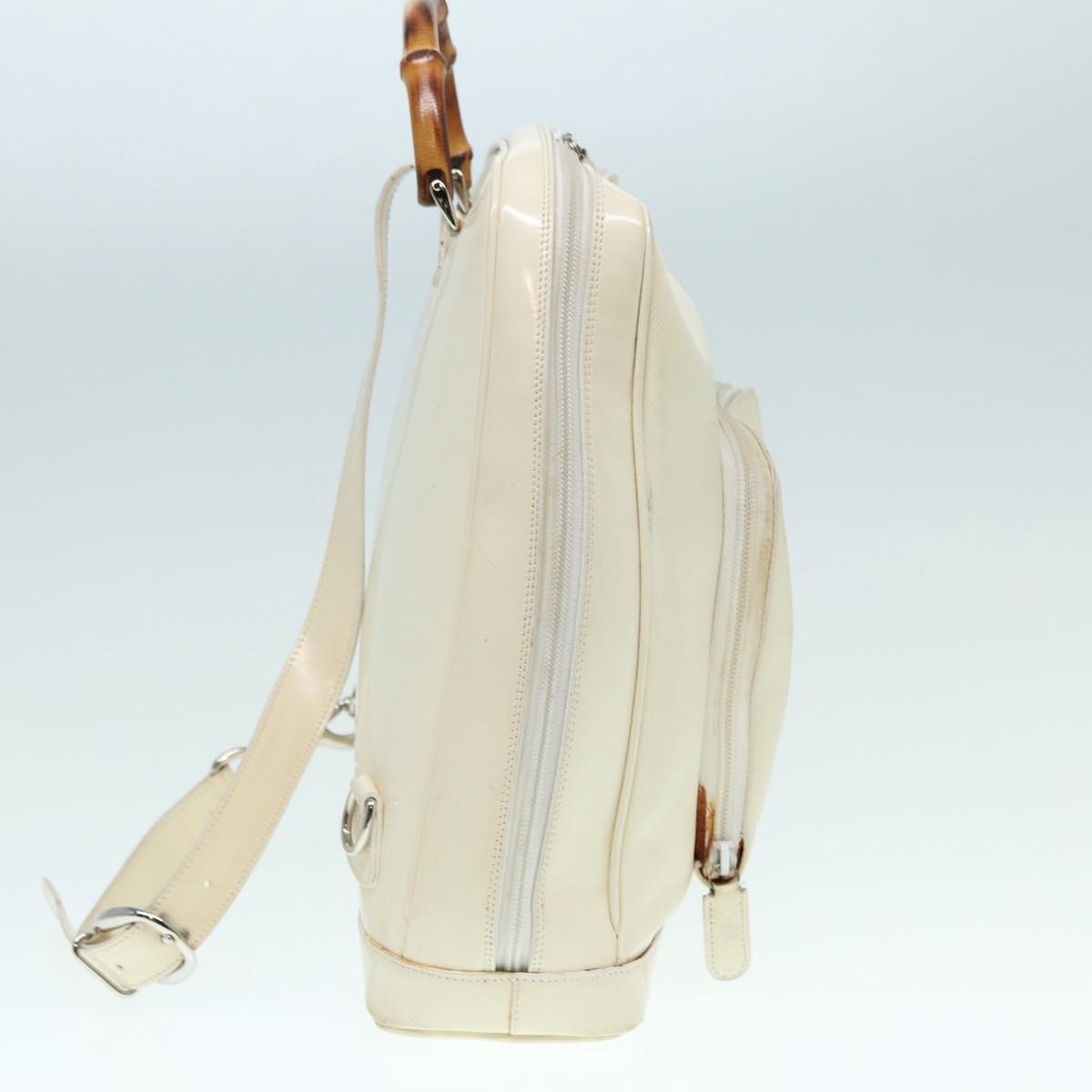 Gucci Vintage Bamboo Backpack Nylon and Patent Leather