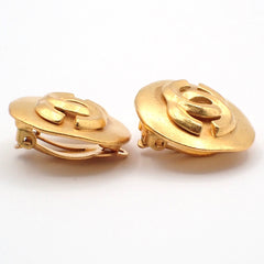 Chanel Vintage CC Round Clip-On Earrings Metal