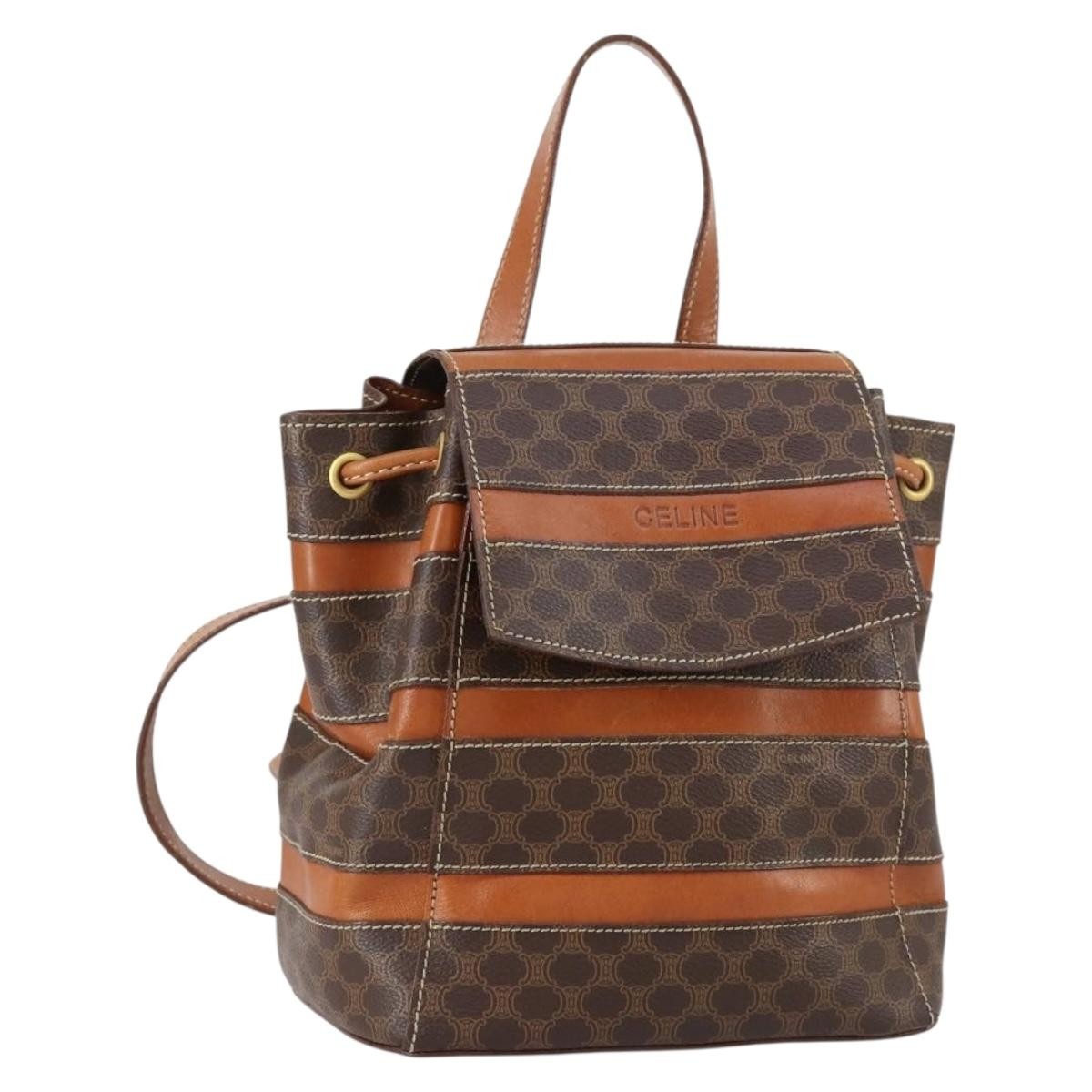 Celine Vintage Macadam Backpack Canvas and Leather