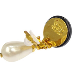 Chanel CC Logo Dangle Earrings Artificial pearls with Gold-plated