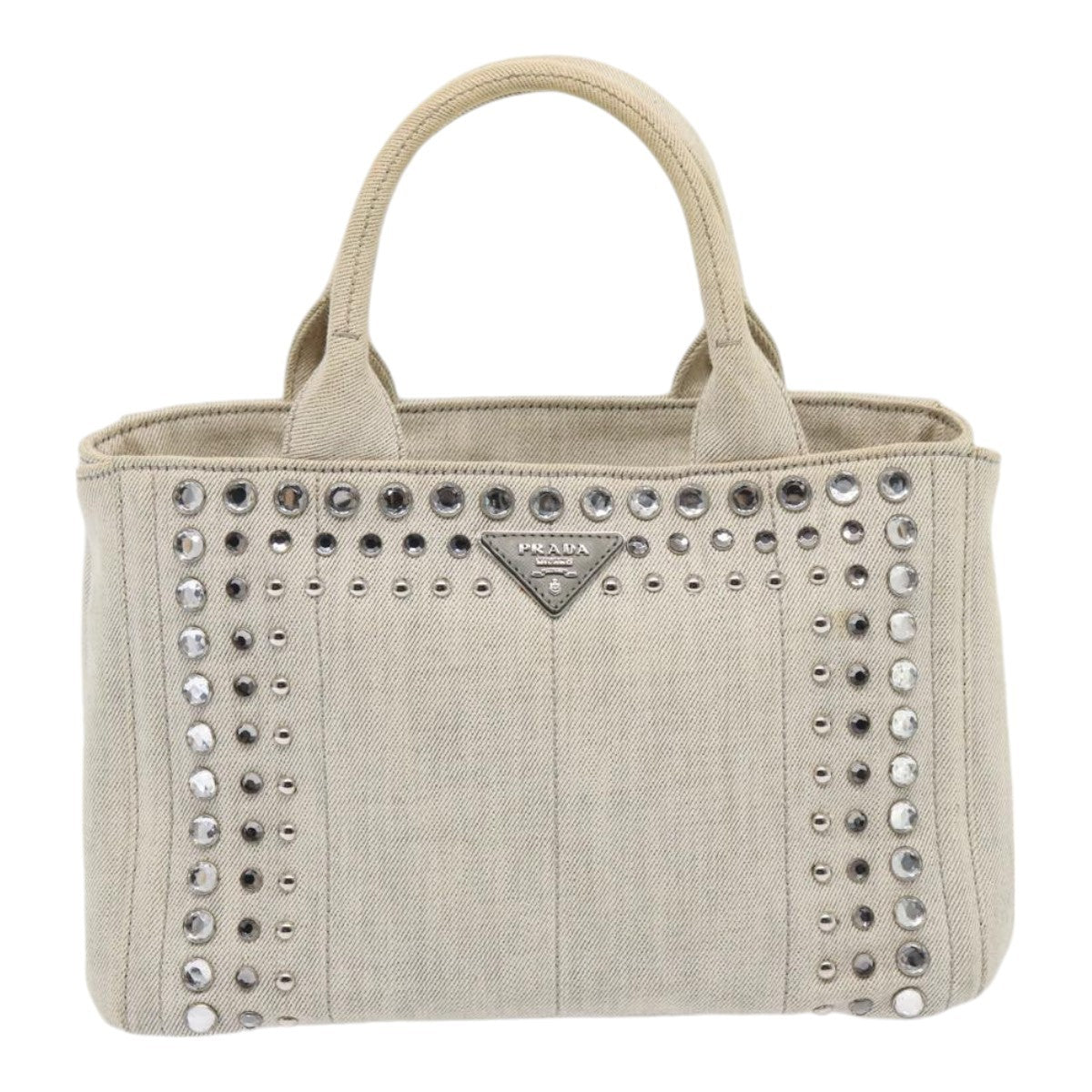 Prada Canapa Tote Rhinestone Embellished Canvas