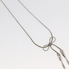 Christian Dior Bow CD Pendant Necklace Metal with Crystal