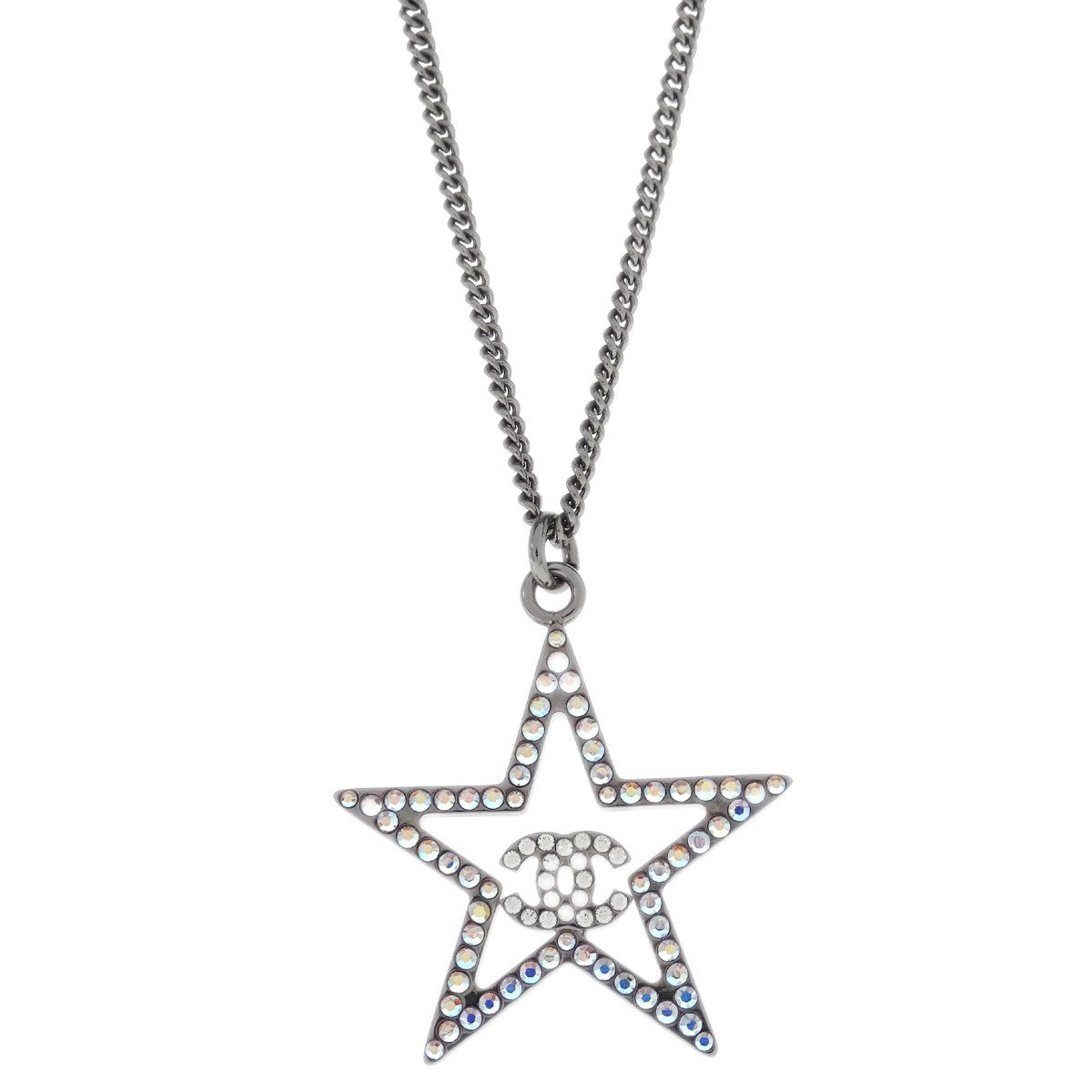 Chanel Star CC Pendant Necklace Metal and Crystals