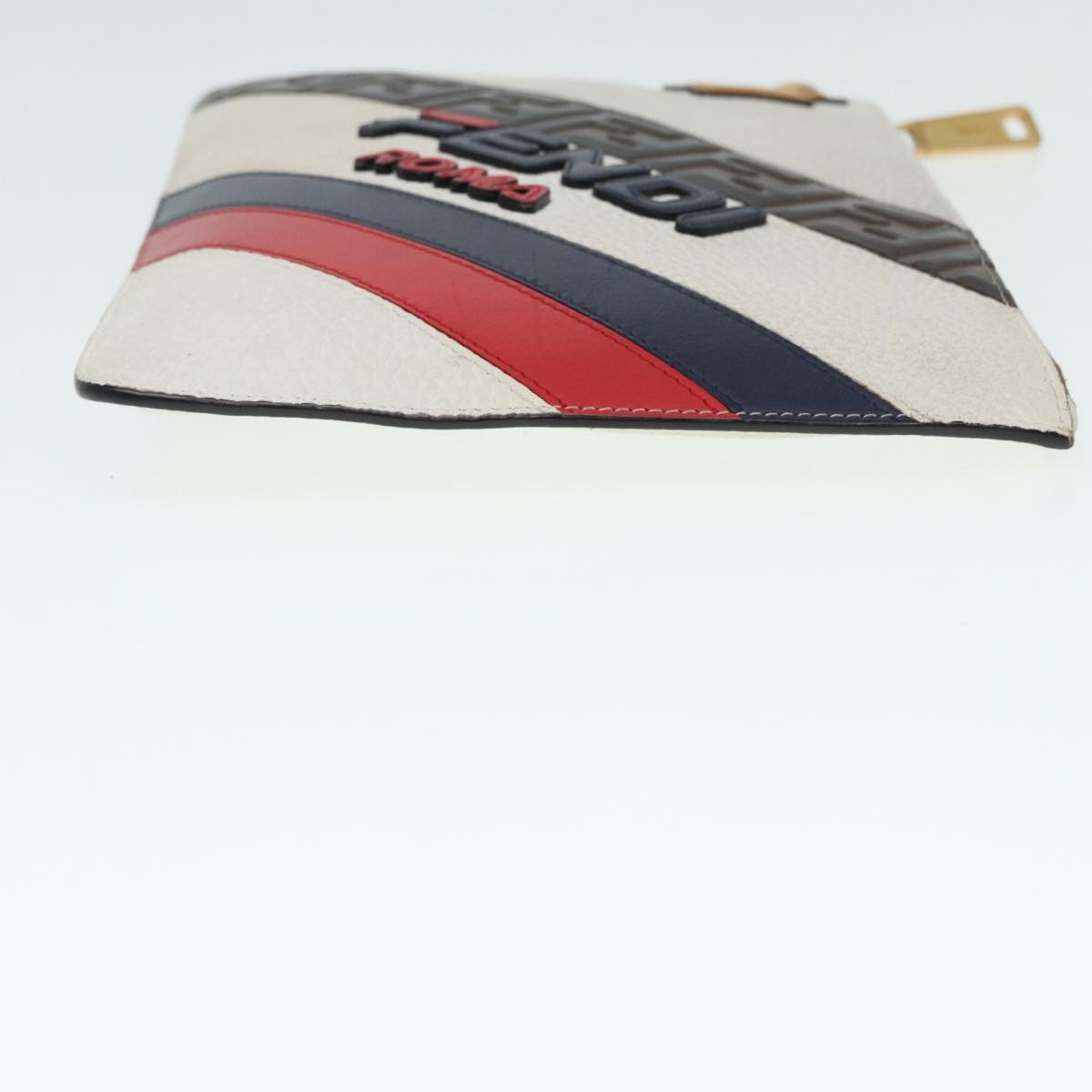 Fendi Mania Logo Zip Pouch Inlaid Leather
